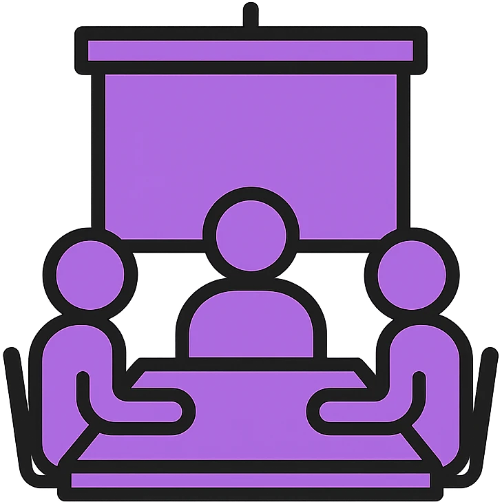 Meeting room in purple colors emoji