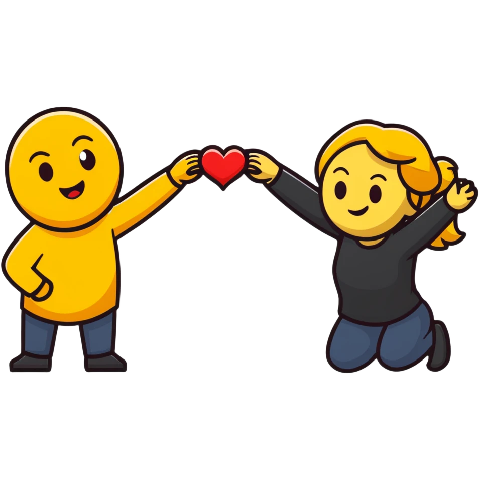 Male emoji bend down in front of female emoji emoji