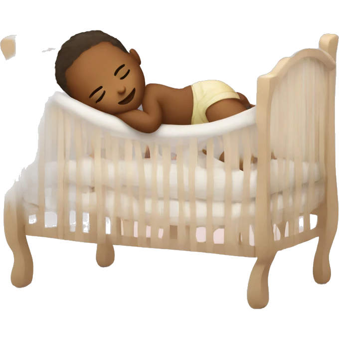 Baby sleeping in a giant crib emoji