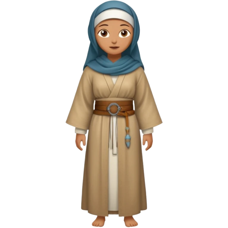 fullbody Jerusalem woman in historical attire, robe, belt, and headscarf, no Christian or religious symbols emoji