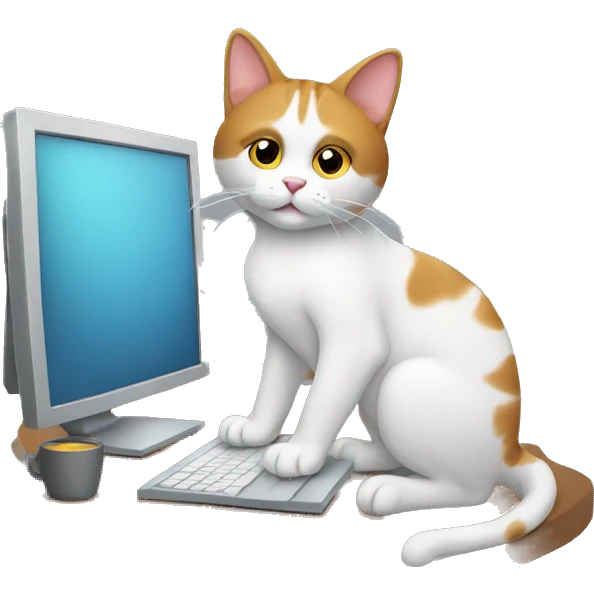 cat sitting at computer emoji