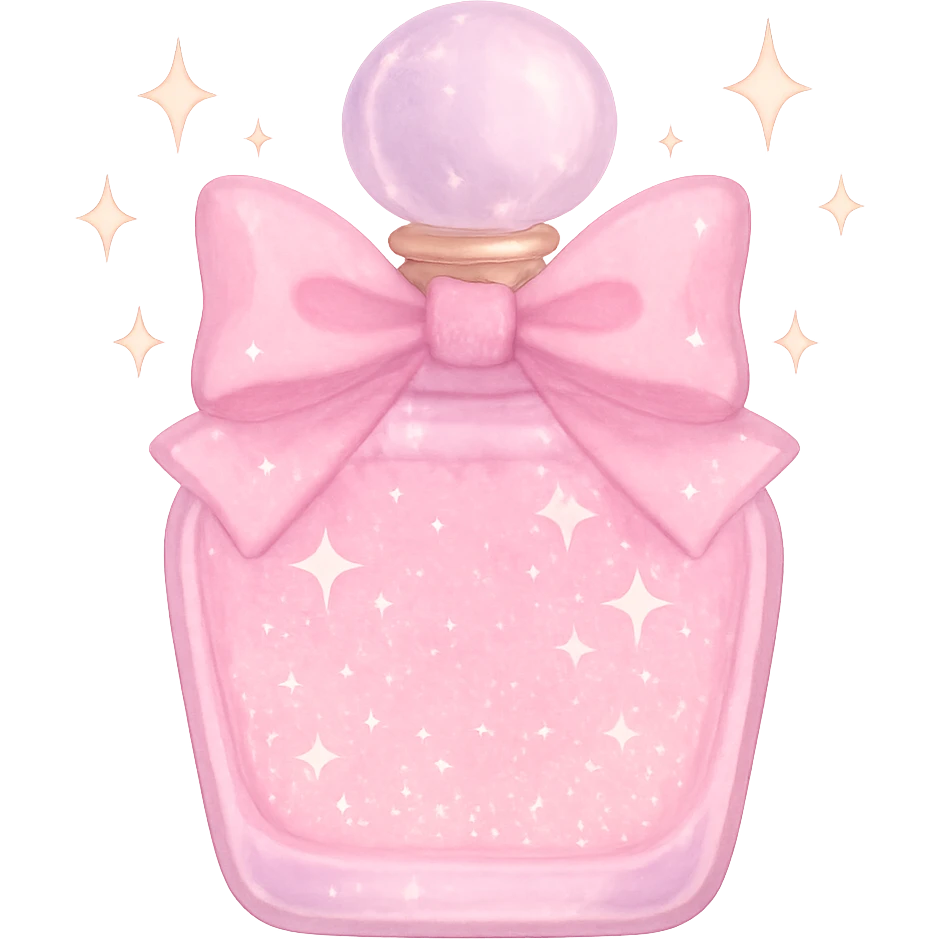 girly sparkling perfume bottle, cute, no background emoji