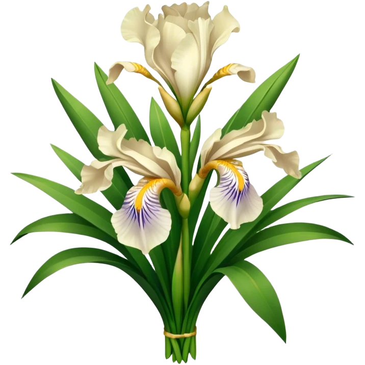 big bouquet Cream Iris, luxuriant, leaf, bud emoji
