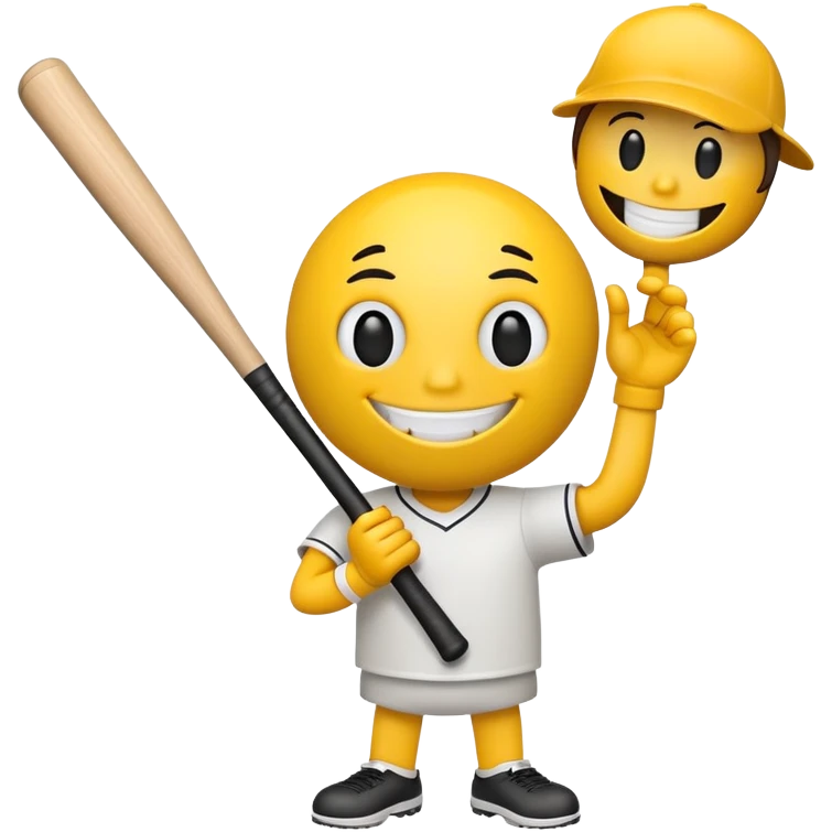 Make a yellow stick with a creepy smile with limbs holding a baseball bat emoji