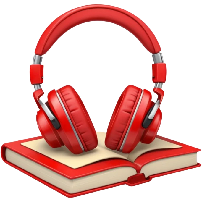 Red headphones laying on a closed red book emoji emoji