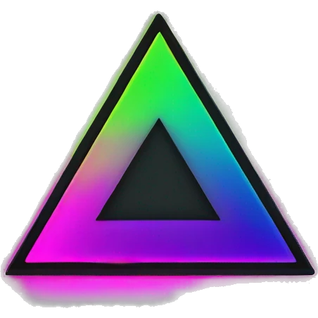 Triangle careful neon color with escalamation inside emoji