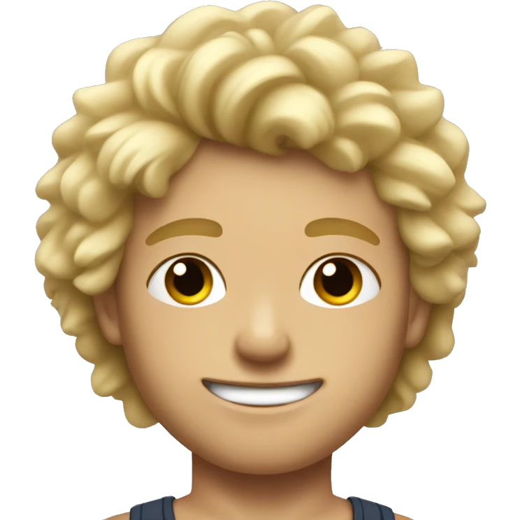 Attractive blonde boy with muscles with fluffy hair emoji