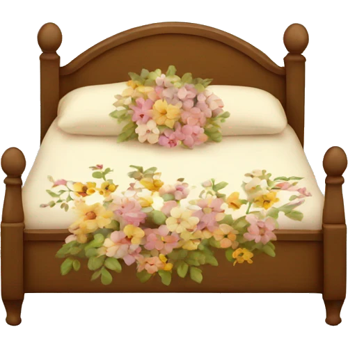 Vintage cozy bed with flower design emoji