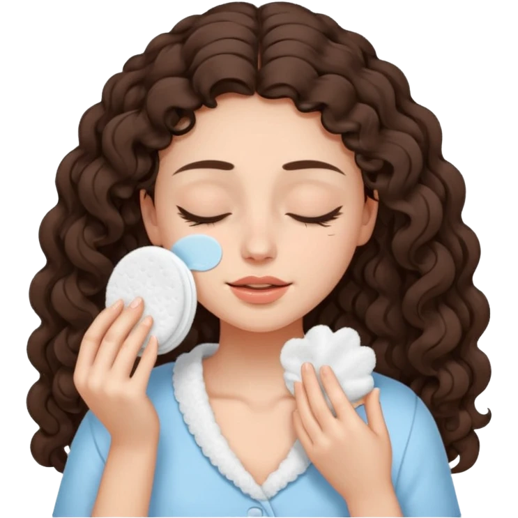 girl brunette with long curly hair getting a deep facial cleansing eyes closed emoji