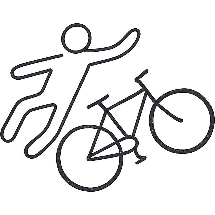 minimalistic all white figure falling beside a bicycle emoji