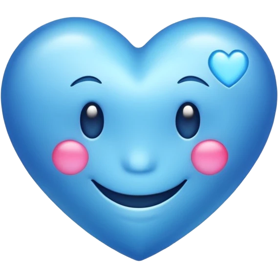 blue heart with a smiley face emoji