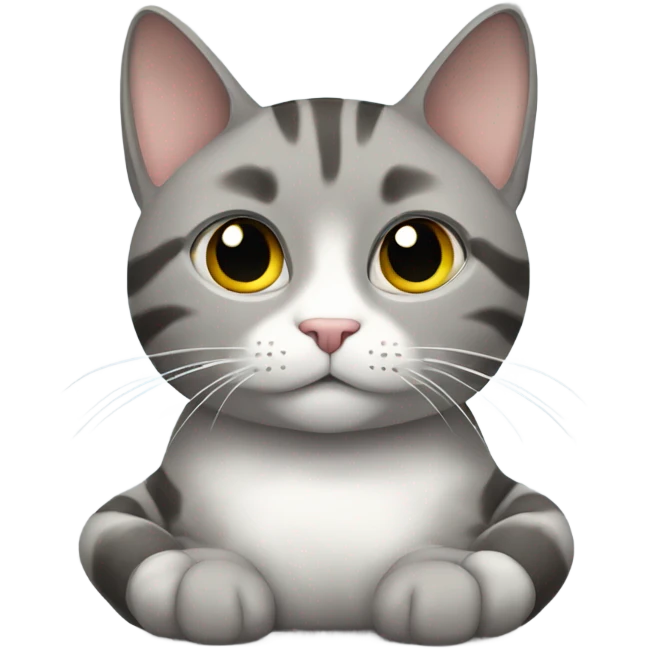 Gray tabby/calico cat meditating emoji