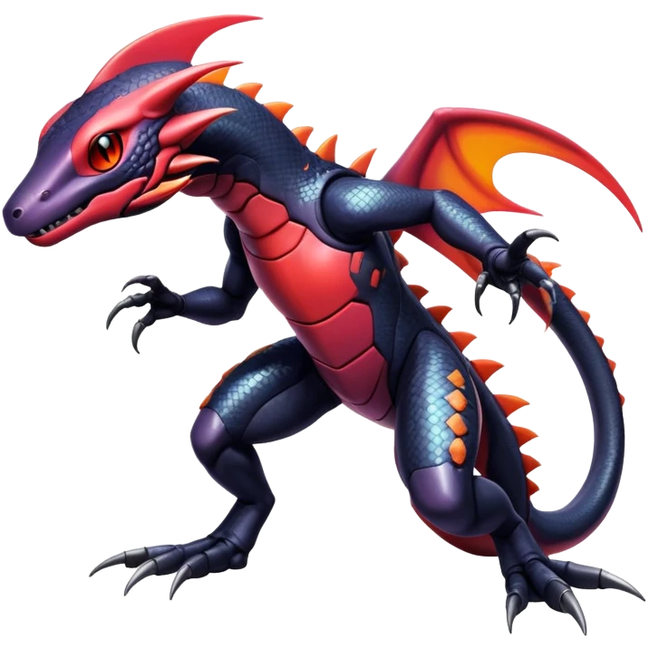 Shiny Exotic epic Salandit-Genesect-Koraidon-Fakémon-hybrid-creature (full body)  emoji