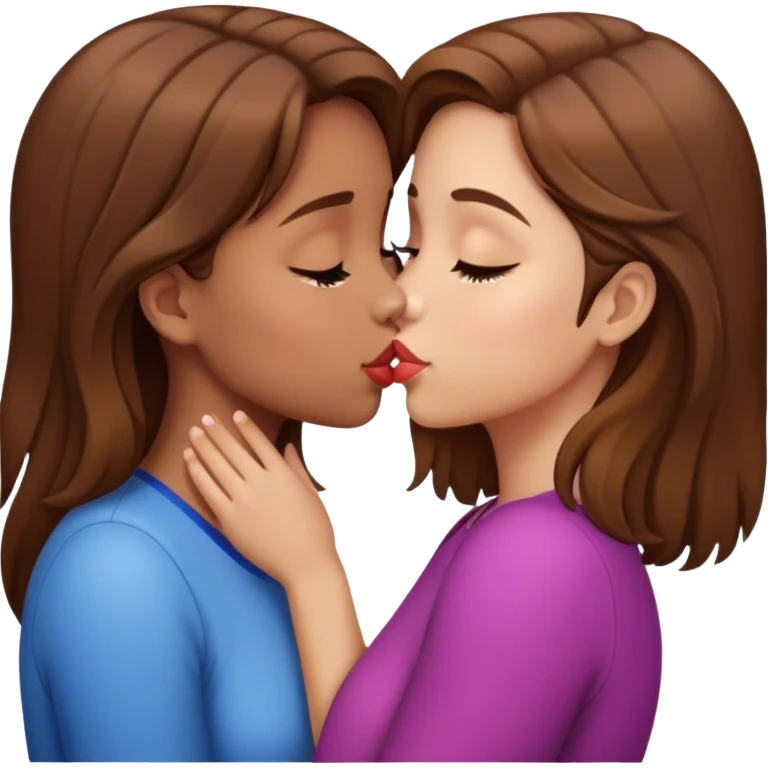 girls kissing brown hair  emoji