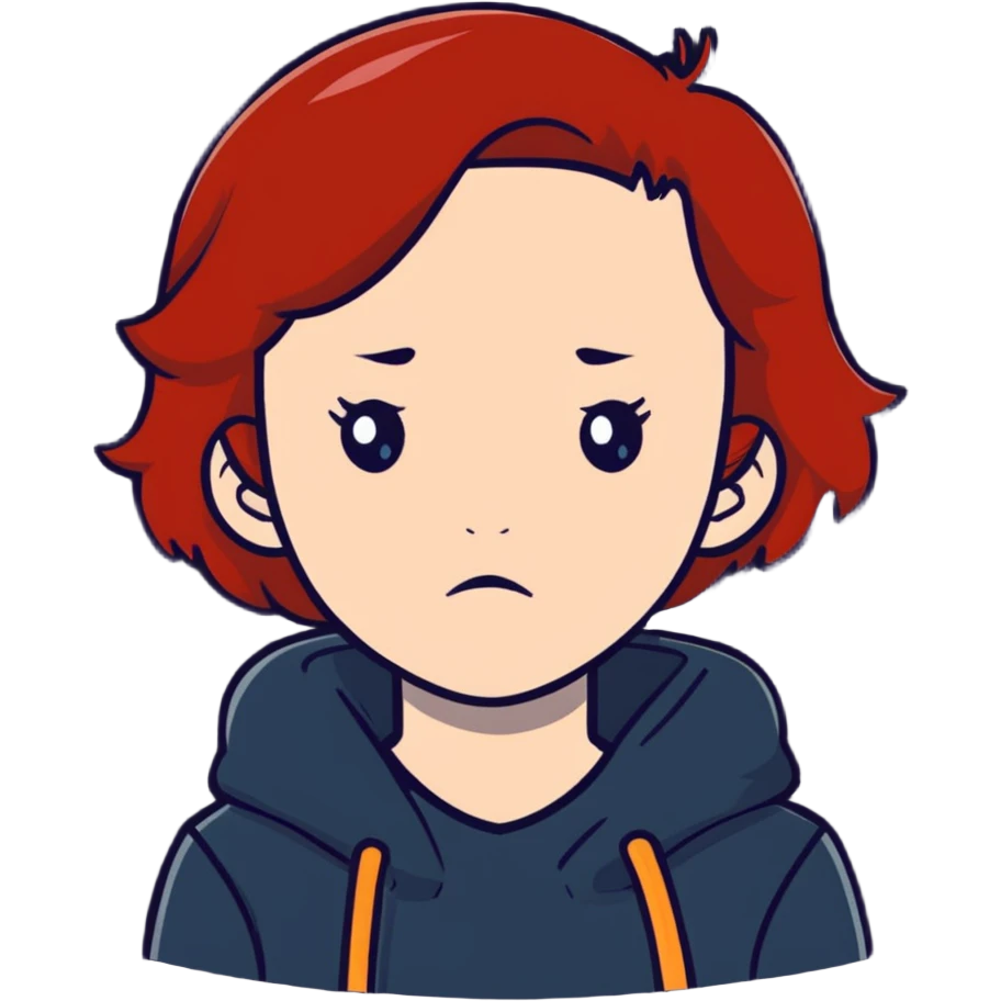 redhead girl sad expression emoji