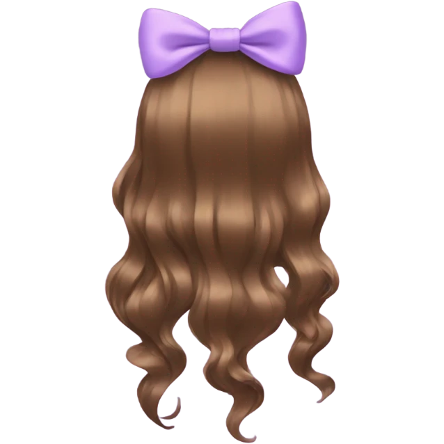 brown open hair from behind with a light purple bow emoji
