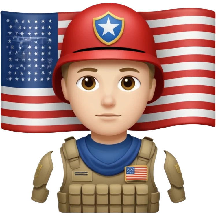 generate realistic white american soldier in body armor and full uniform with small usa flag on shoulder emoji