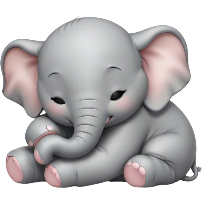 Meme-Worthy Cute Sleeping Baby Elephant Portrait Emoji, Head resting peacefully with a contented smile, showcasing a delightfully tiny build and a luxuriously soft gray hide, eyes shut in a serene, restful nap, Simplified yet hilariously adorable features, highly detailed, glowing with a soft, drowsy light, high shine, relaxed and utterly lovable, stylized with an air of playful laziness, bright and heartwarming, soft glowing outline, capturing the essence of a comically sleepy baby elephant, so meme-worthy it feels like it could instantly become the next viral sensation of adorable slumber! emoji