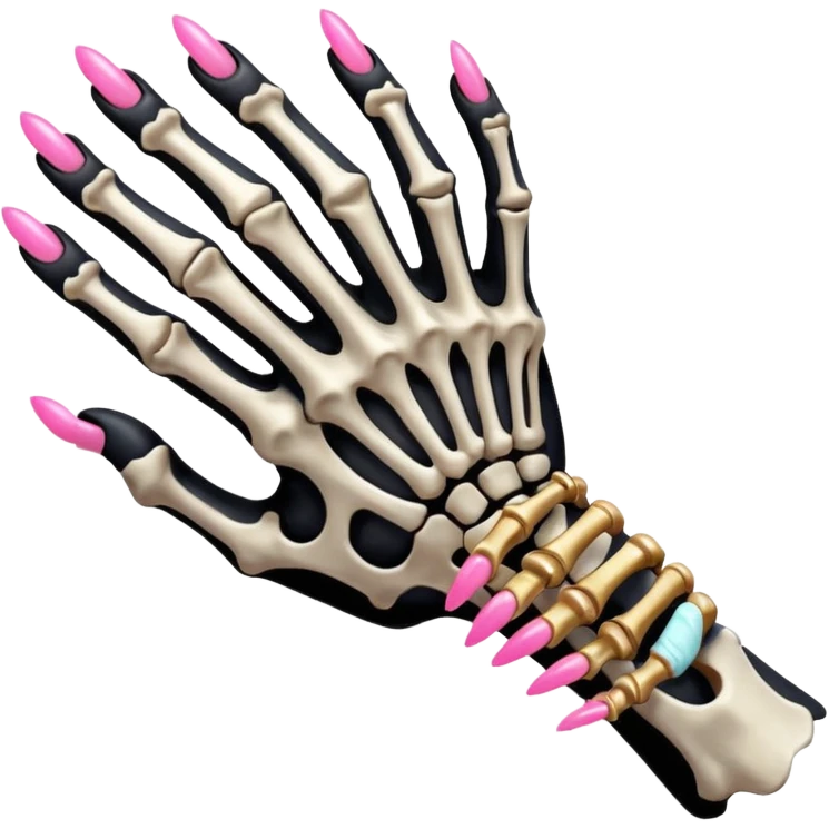 skeleton hand with long pink nails emoji