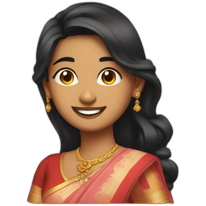 Indian 23 year old female, saree, smiling and winking  emoji