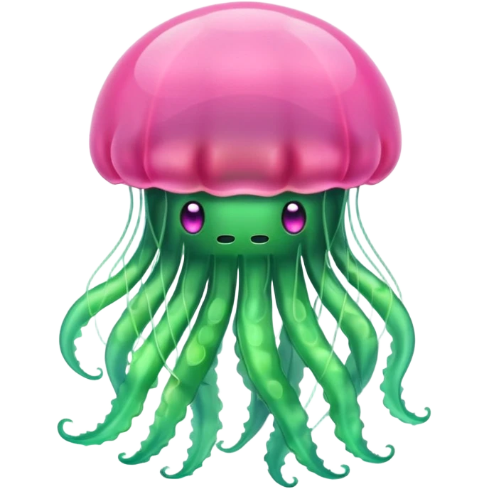 Cute green pink jellyfish emoji