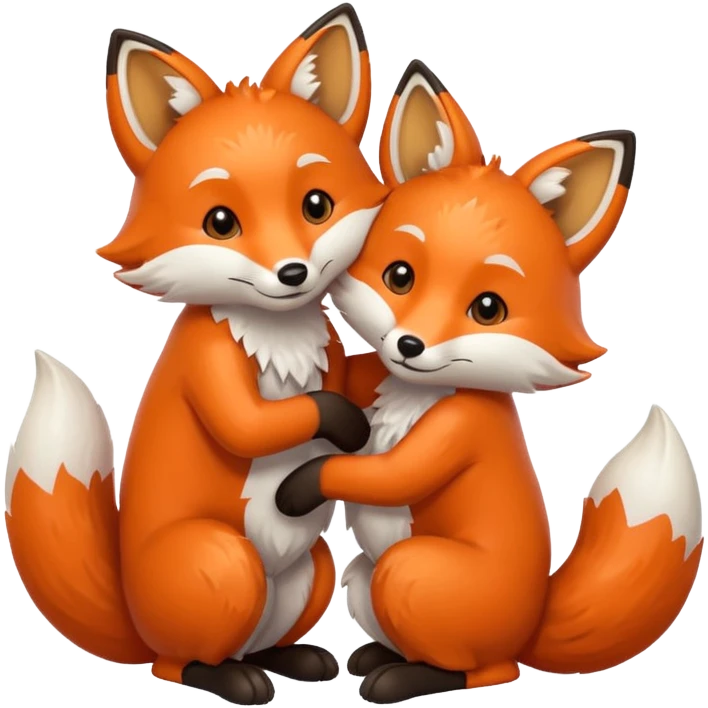 two foxes hugging emoji