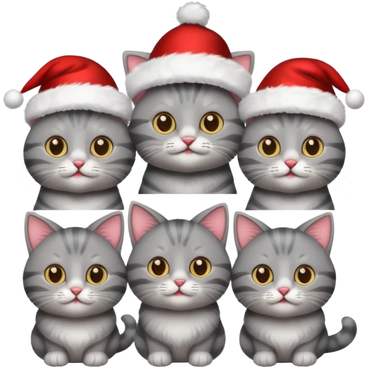grey cats with Christmas hats emoji