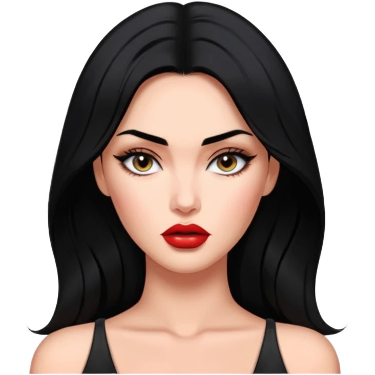 “Emoji girl, femme fatale, black hair. megan fox vibes emoji