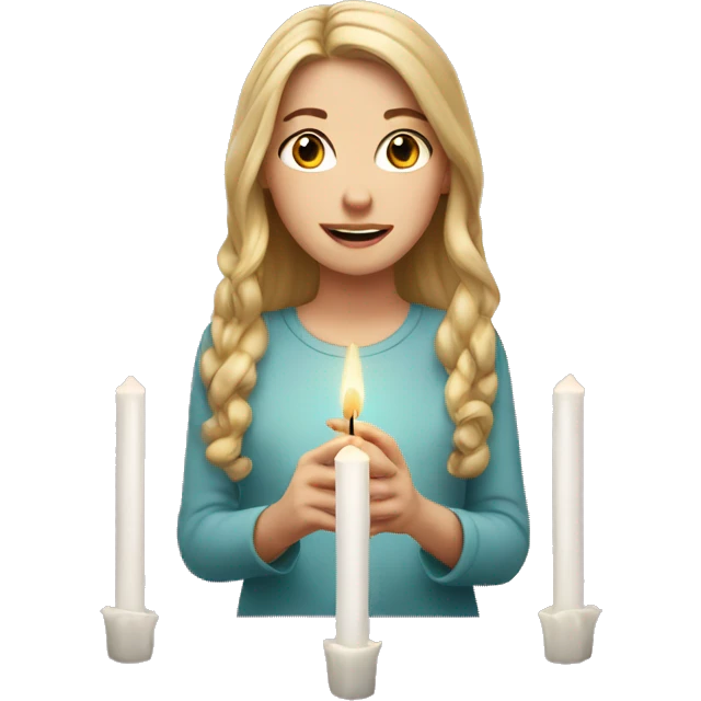 white girl lights a candle emoji