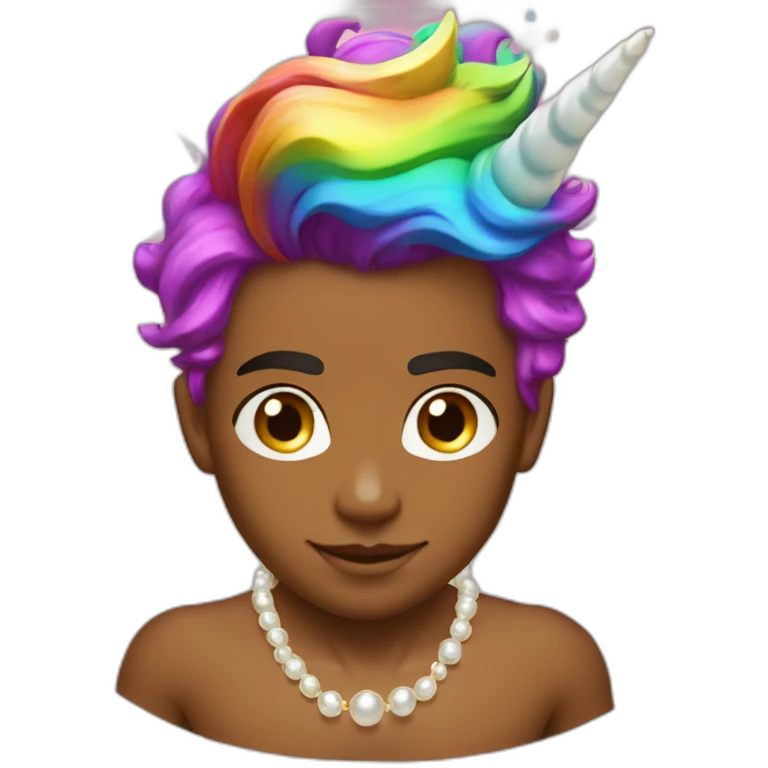 posh-muscle-boy-with-pearl-necklace-and-rainbow-unicorn-hair-in-golden-bathtub emoji