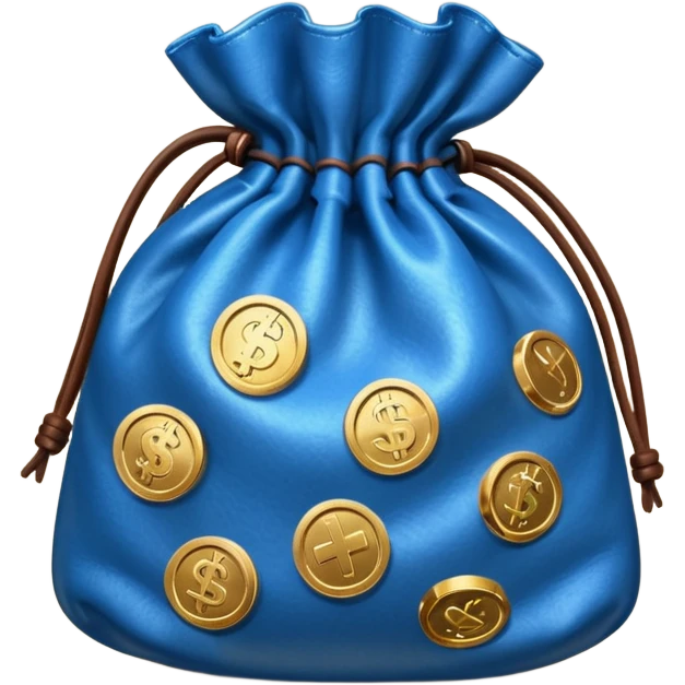 blue coins inside brown money bag emoji