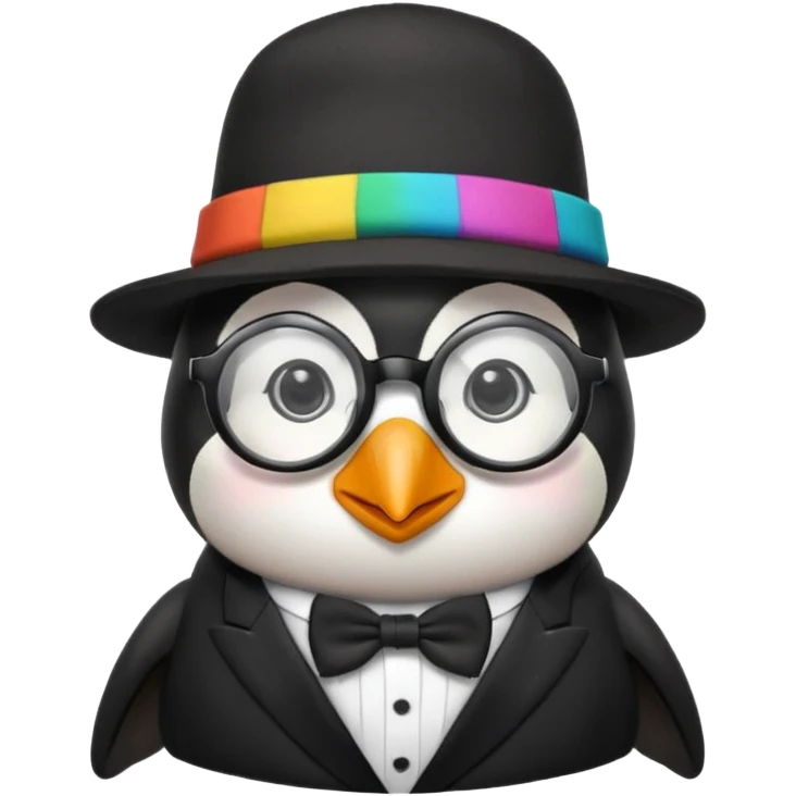 penguin wearing glasses and a hat emoji