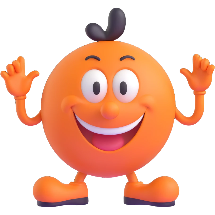 goofy character, 3D emoji style, round shapes, fun expression emoji