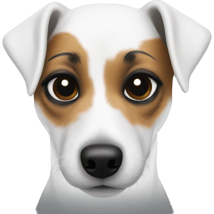 solid white jack russell with solid black eyes  emoji