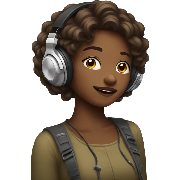 cute girl listening to music emoji