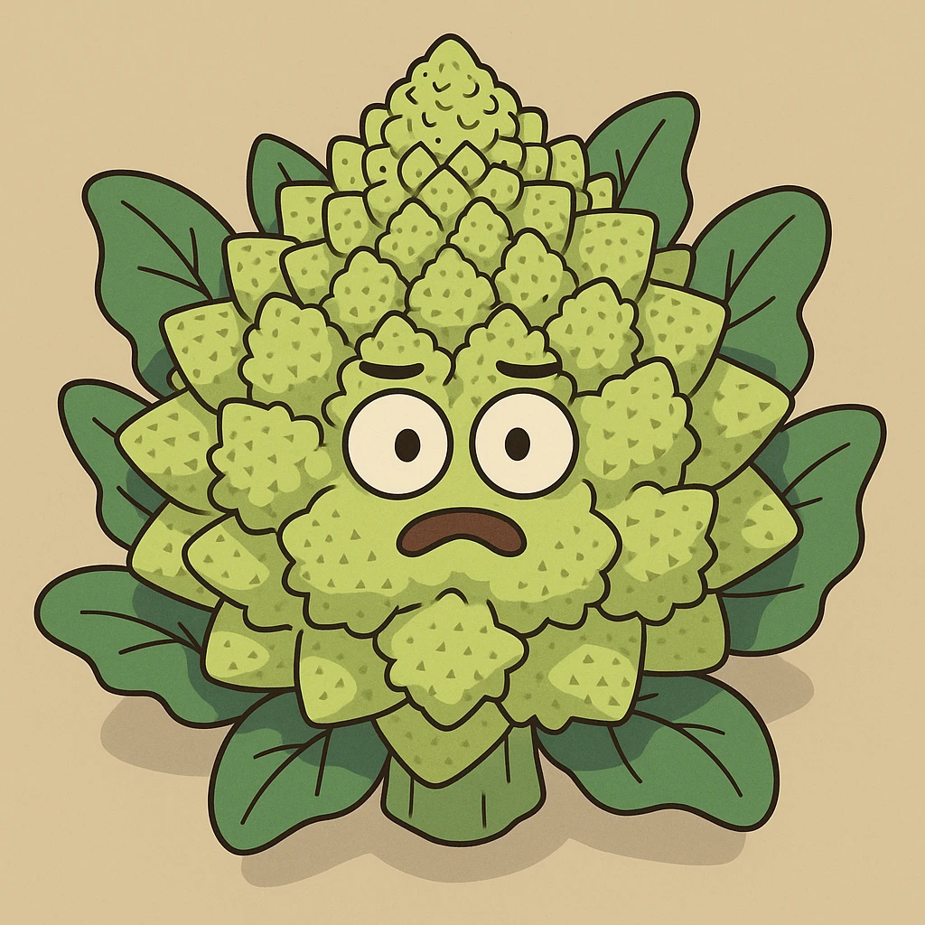 a Romanesco broccoli, top-down view, showing fractal pattern emoji