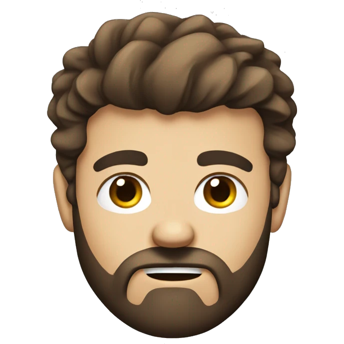 man head, angry eyebrows, scruffy brown hair, beard emoji