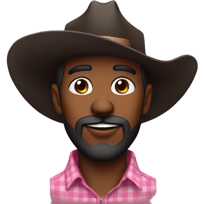Homem negro com barba e olhos pequenos com chapéu de cowboy rosa  emoji