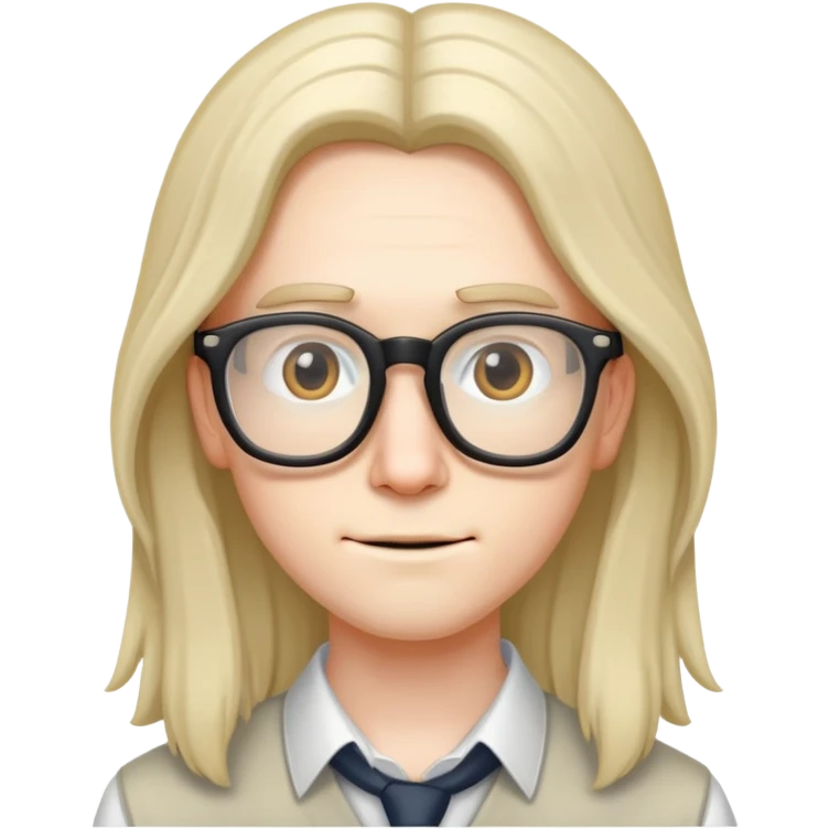 nerd with glasses and long hair emoji