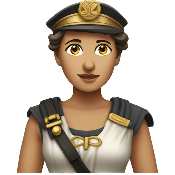 Ancient Greek female ship captain at the ship's weel emoji