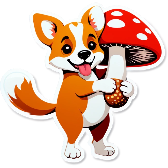 Dog holding a mushroom emoji