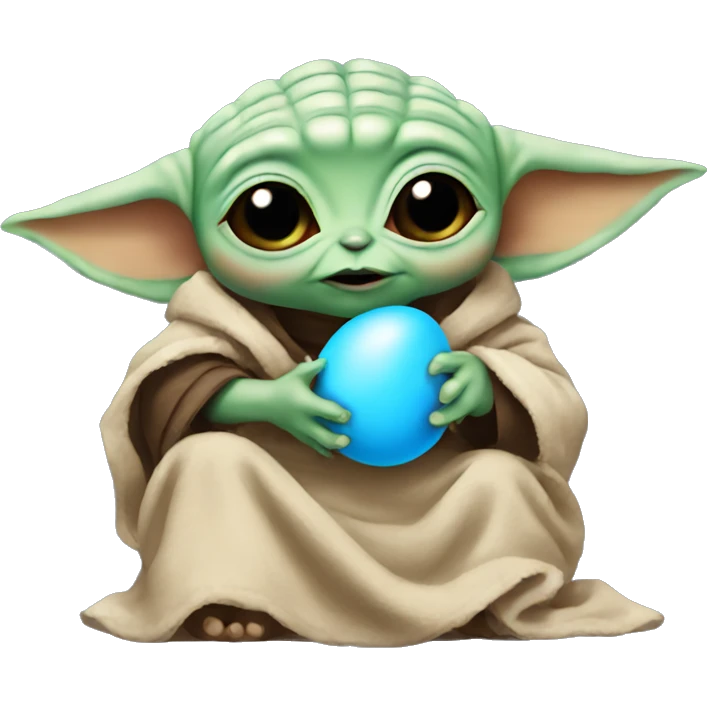 Baby yoda eating blue eggs emoji