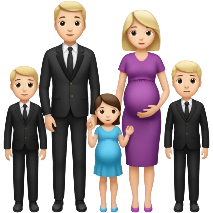 I want a couple. The wife is pregnant. Both the husband hand wife family are stand behind them. No kids emoji