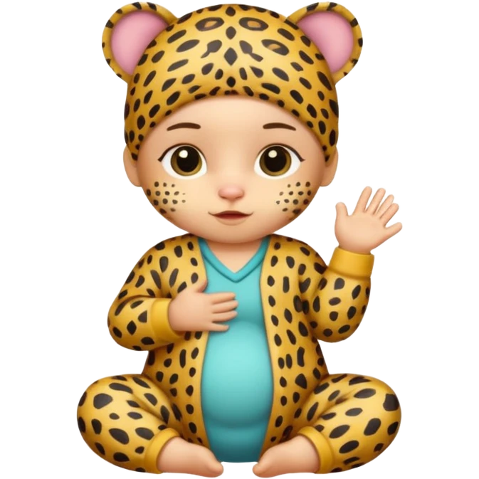 human baby with leopard patterned clothes emoji