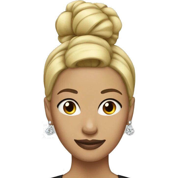 Woman blonde hair slick bun with earrings emoji