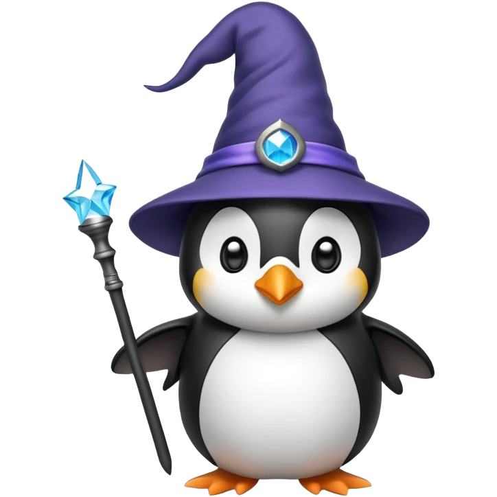 penguin with wizard hat and magic wand emoji