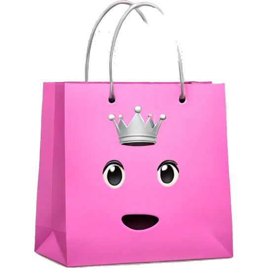 shopping bag pink with silver crown in front emoji