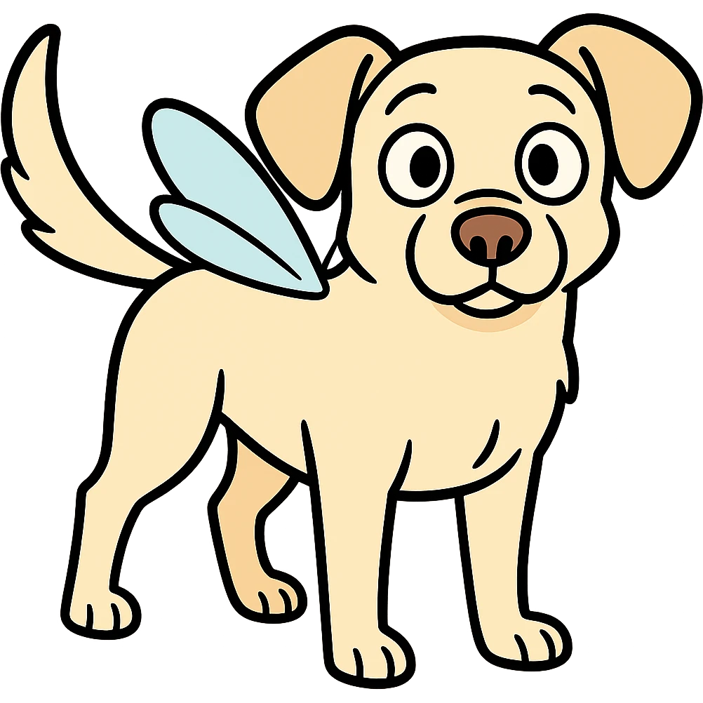 Make the image cartoonish with fairy wings, light fur, and large ears. Remove the background. emoji