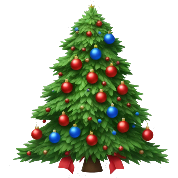 Big natural Christmas tree with red and blue decorations  emoji