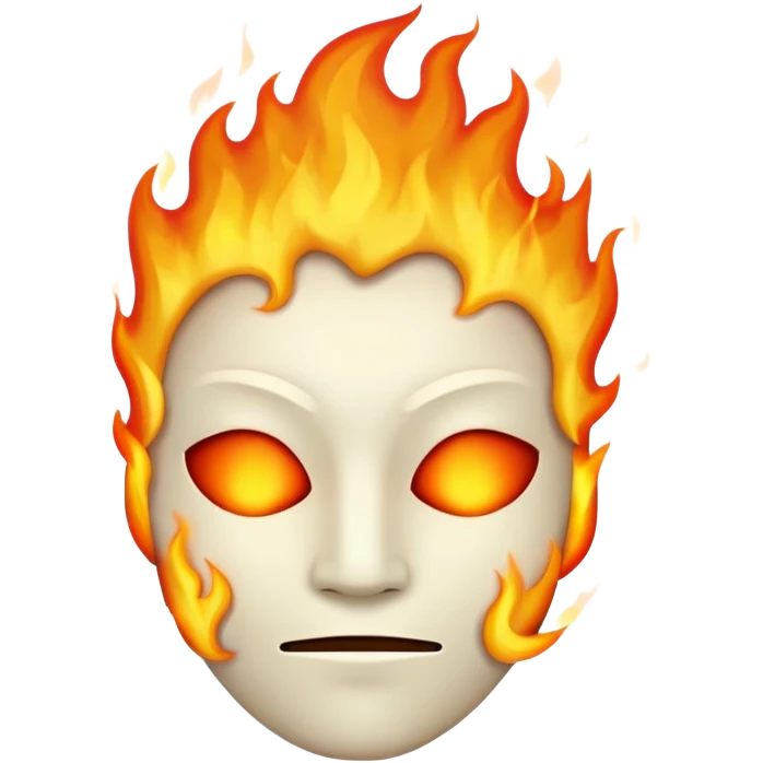 completely featureless head with fire, no eyes, no nose, no mouth, blank face emoji